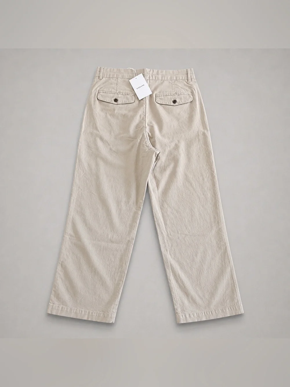 Khaki Beige Wide Straight Leg Chinos